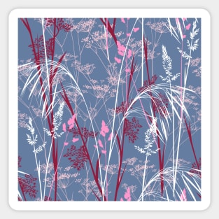 Wild grasses - gray-red Sticker